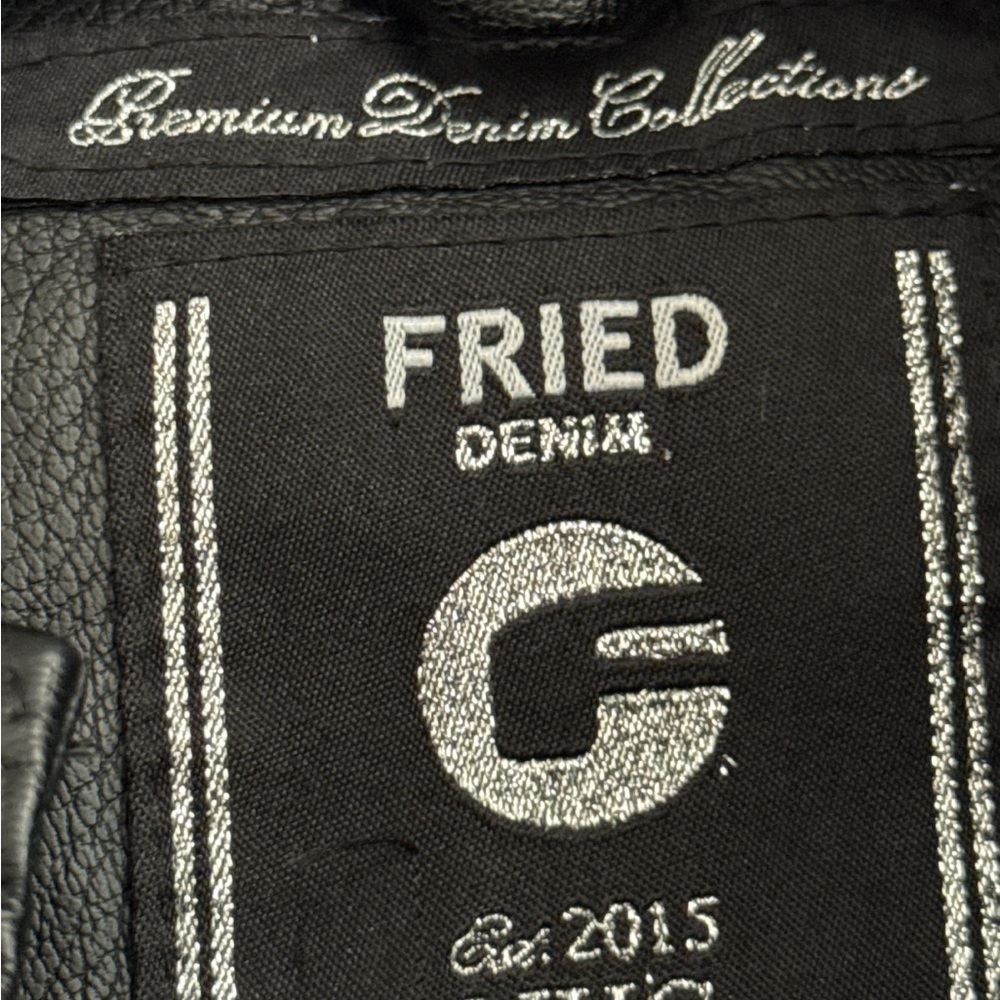 Men's Fried Denim NYC Black Faux Leather Biker Vest, Size Medium. - Picture 5 of 16